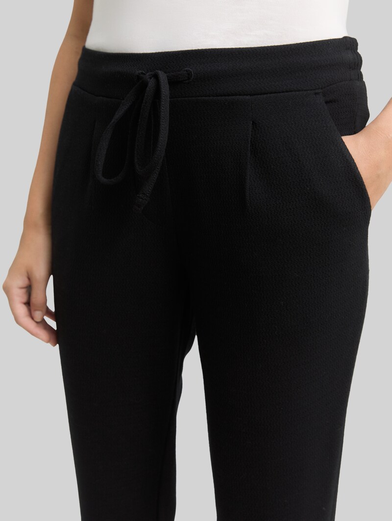 Tom Tailor Loose Slim Jacquard Hose mit Kordelzug - Deep Black