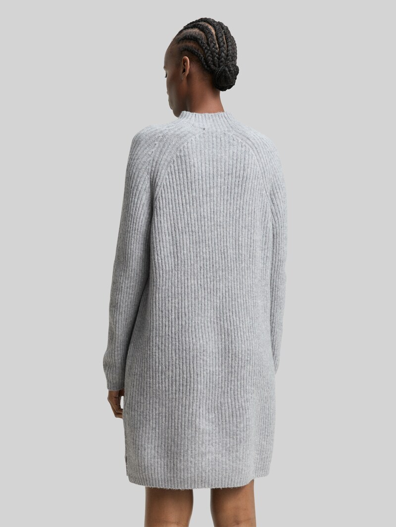 Tom Tailor Strickkleid mit Stehkragen - Cement Grey Mélange