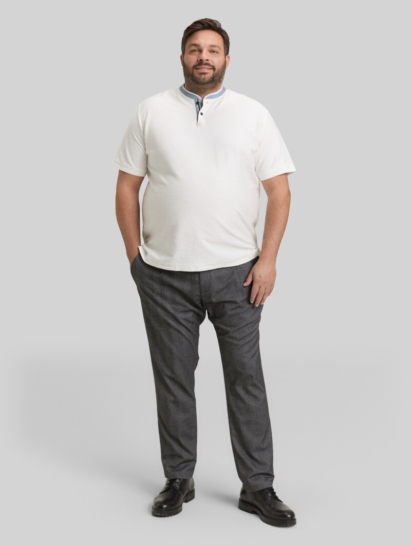 Tom Tailor Plus Size - Regular Fit Chino Hose - Dark Grey Herringbone Stripe