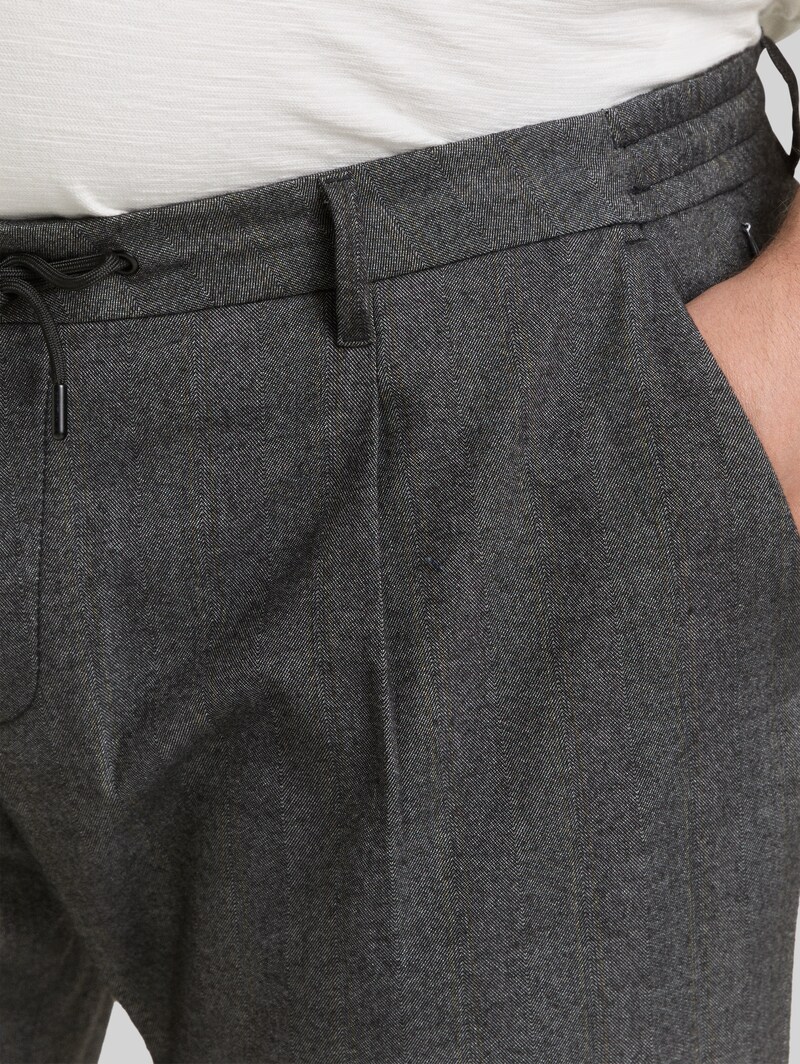 Tom Tailor Plus Size - Regular Fit Chino Hose - Dark Grey Herringbone Stripe