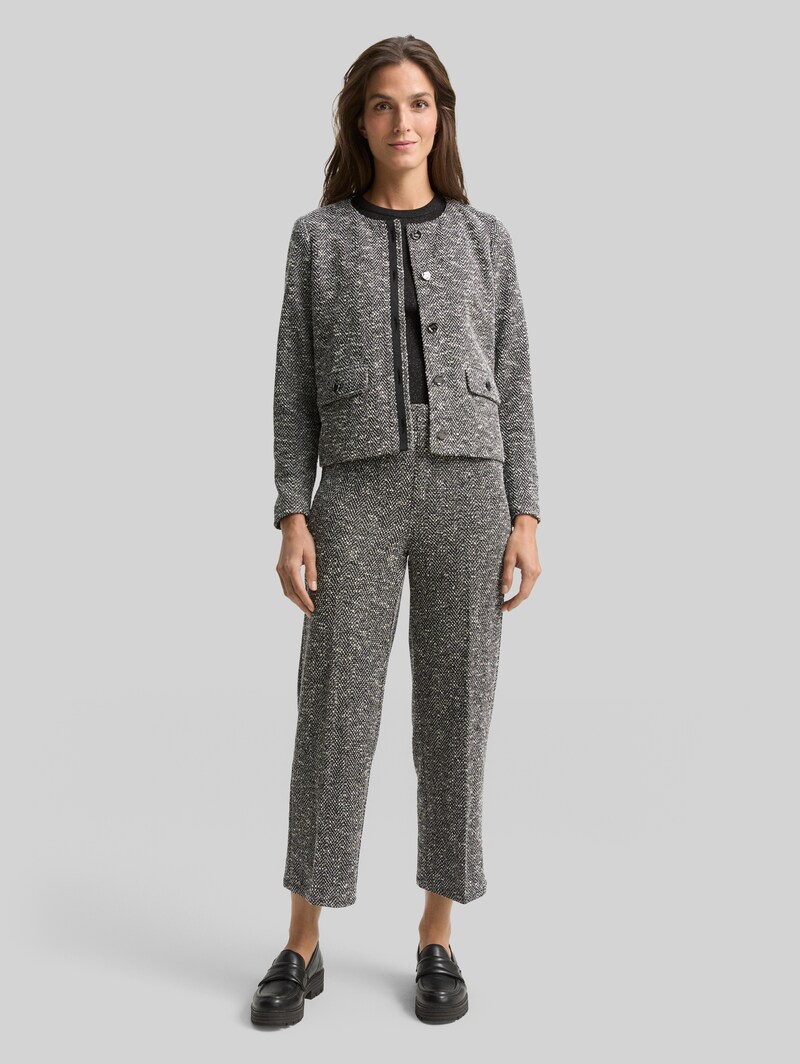 Tom Tailor TTLEA Straight Bouclé Hose - Salt Pepper Boucle Structure