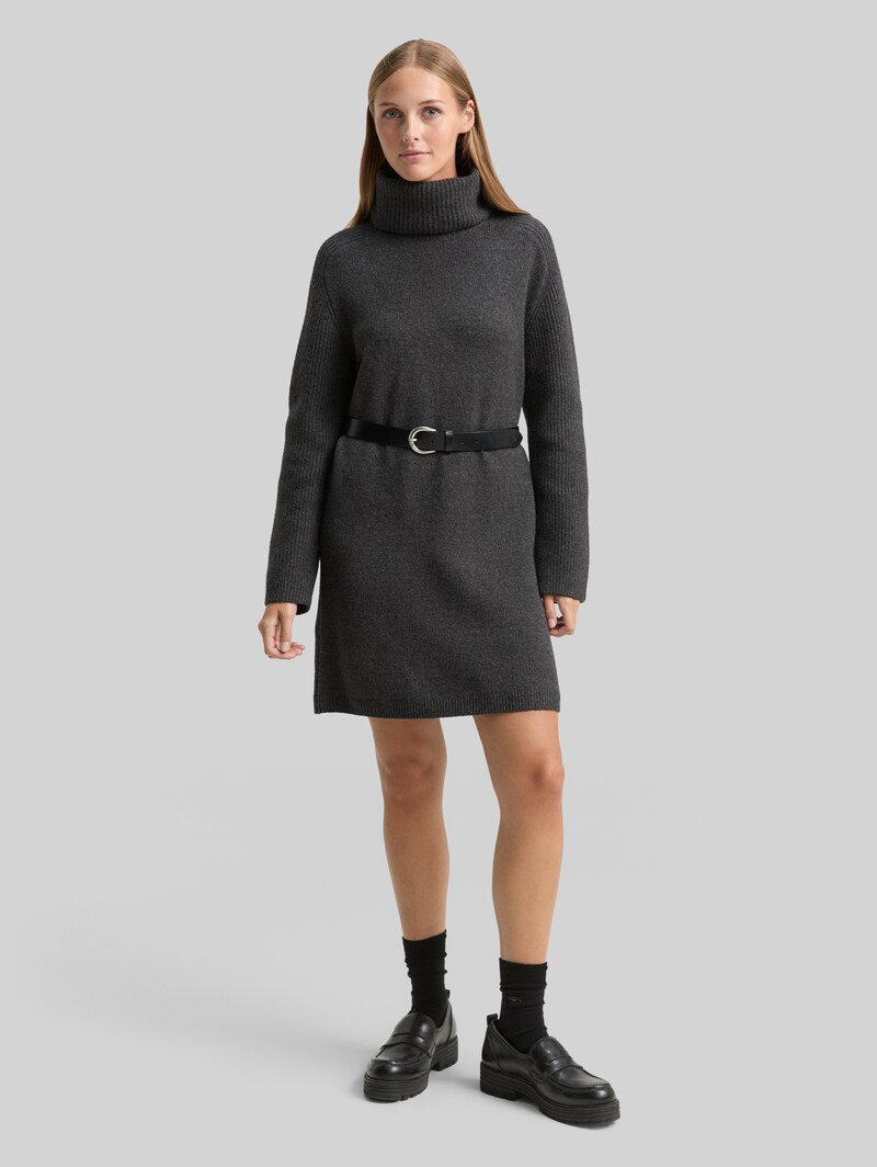 Tom Tailor Mini-Kleid mit Rollkragen - Shale Grey Melange