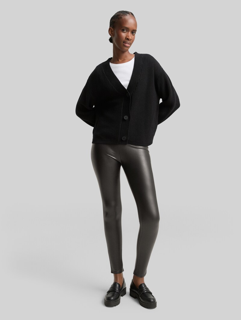 Tom Tailor Leggings in Lederoptik - Deep Black