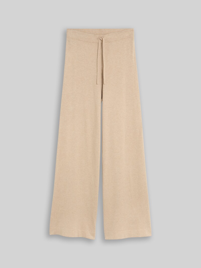 Tom Tailor Wide Leg Strickhose mit Seidenanteil - Gravel Beige Melange