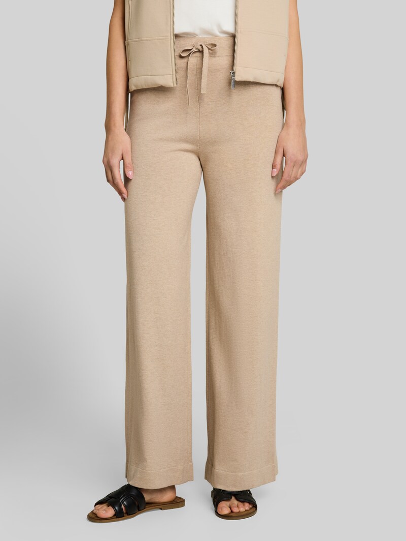 Tom Tailor Wide Leg Strickhose mit Seidenanteil - Gravel Beige Melange