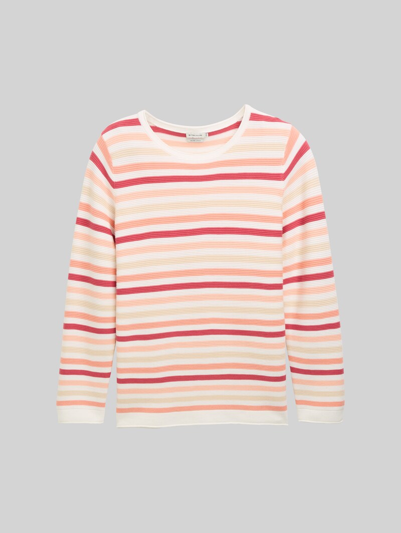Tom Tailor Plus Size - Strickpullover mit Bio-Baumwolle - Peachy Knit Stripe Design