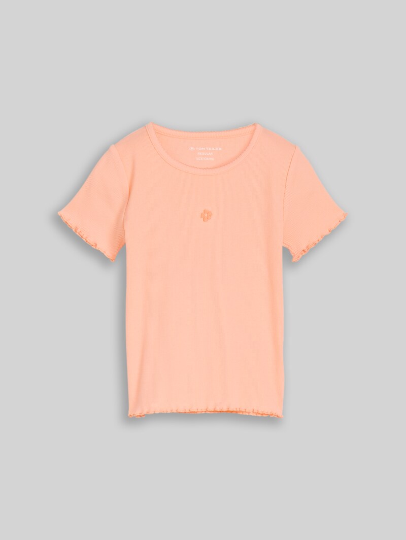 Tom Tailor T-Shirt mit Stickerei - Peach Bloom