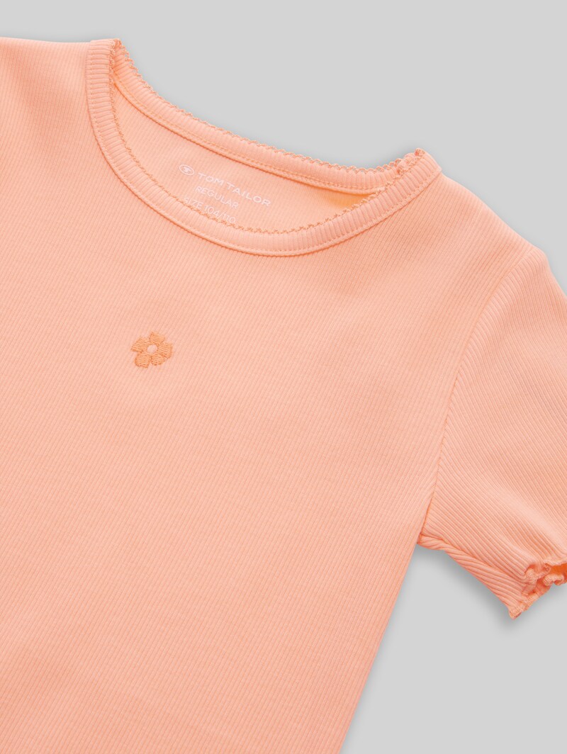 Tom Tailor T-Shirt mit Stickerei - Peach Bloom