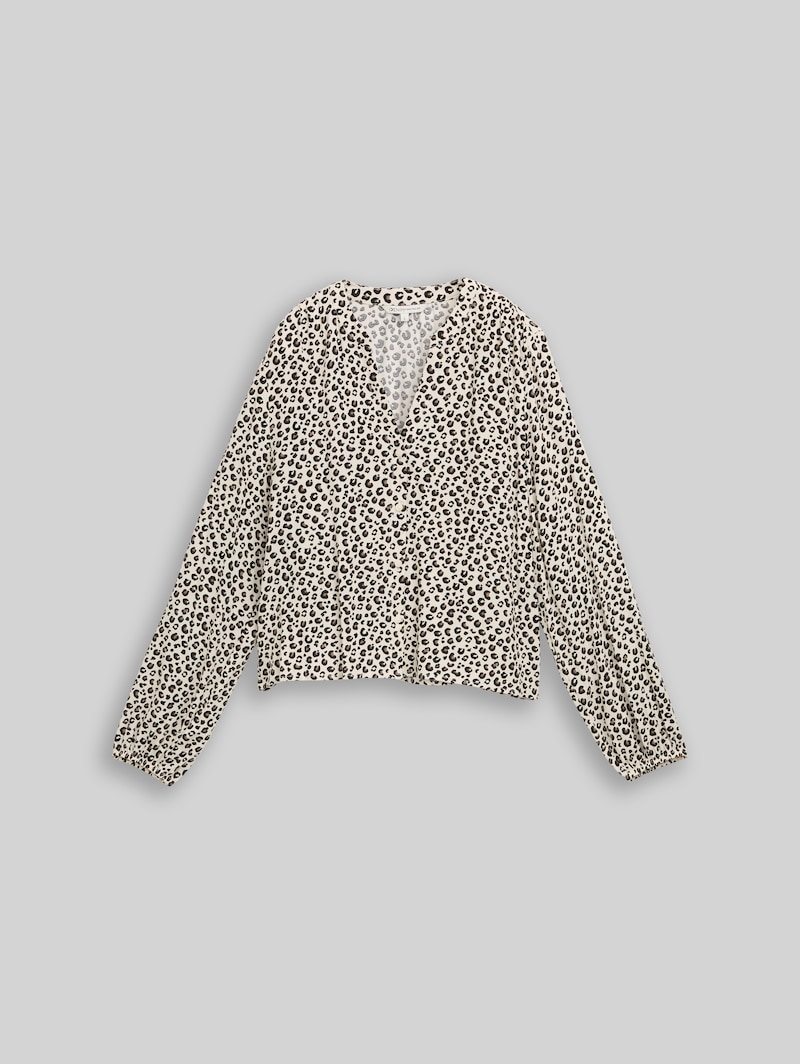 Tom Tailor Bluse mit Muster - Beige Brown Leo Print