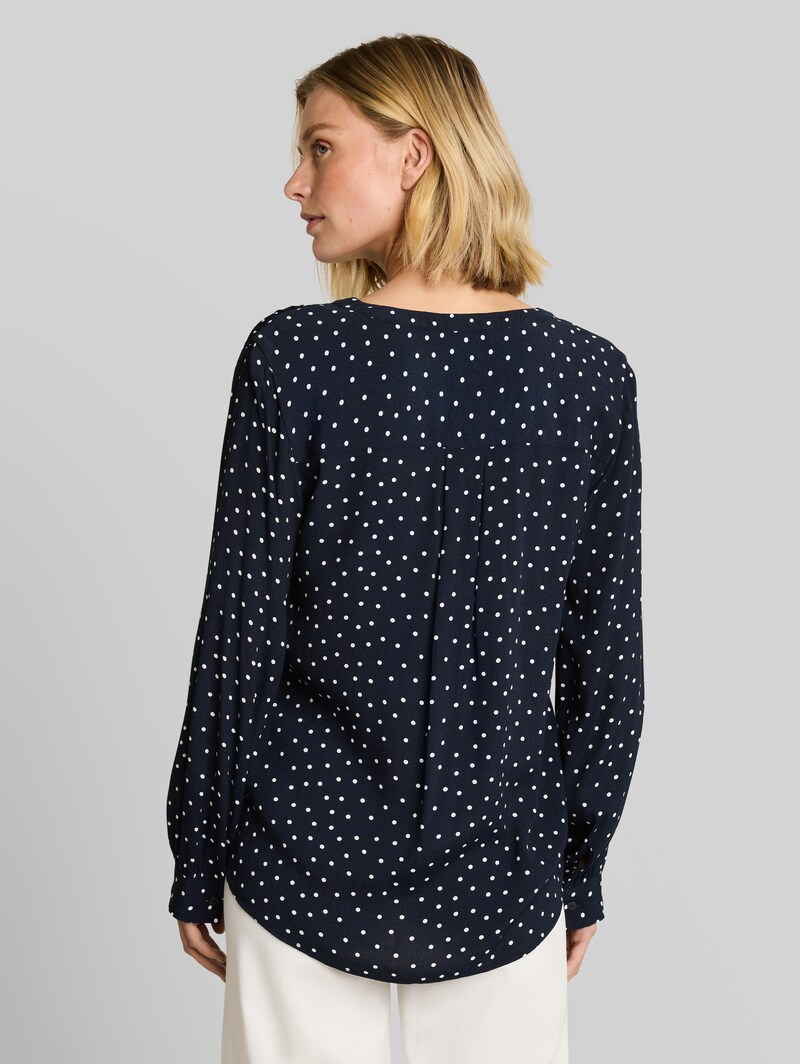 Tom Tailor Bluse aus Viskose - Navy White Small Dot Design