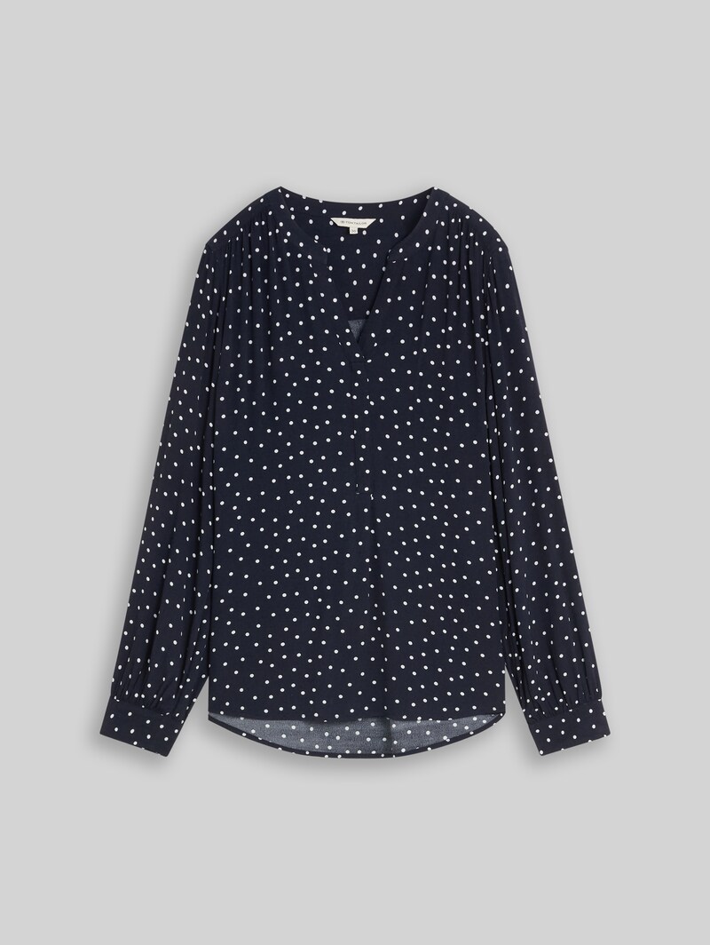 Tom Tailor Bluse aus Viskose - Navy White Small Dot Design