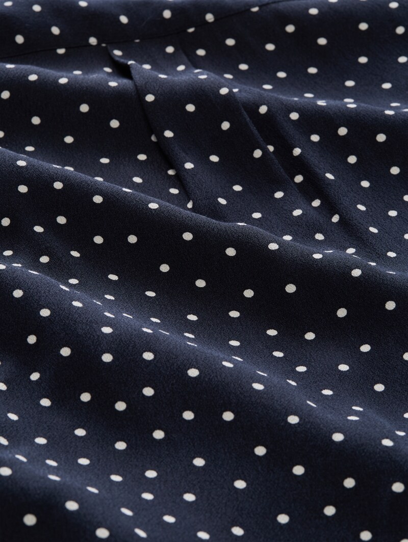 Tom Tailor Bluse aus Viskose - Navy White Small Dot Design