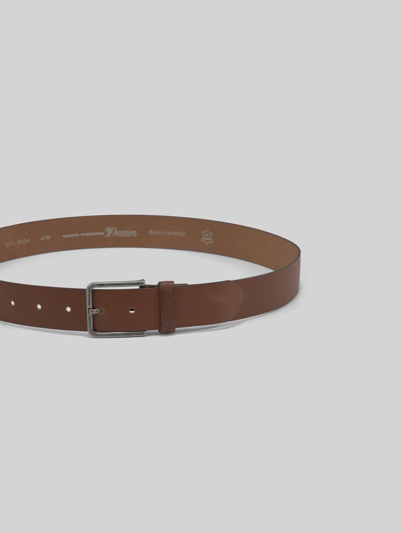 Tom Tailor TTDUSTIN Ledergürtel mit rechteckiger Dornschließe - Light Brown Uni
