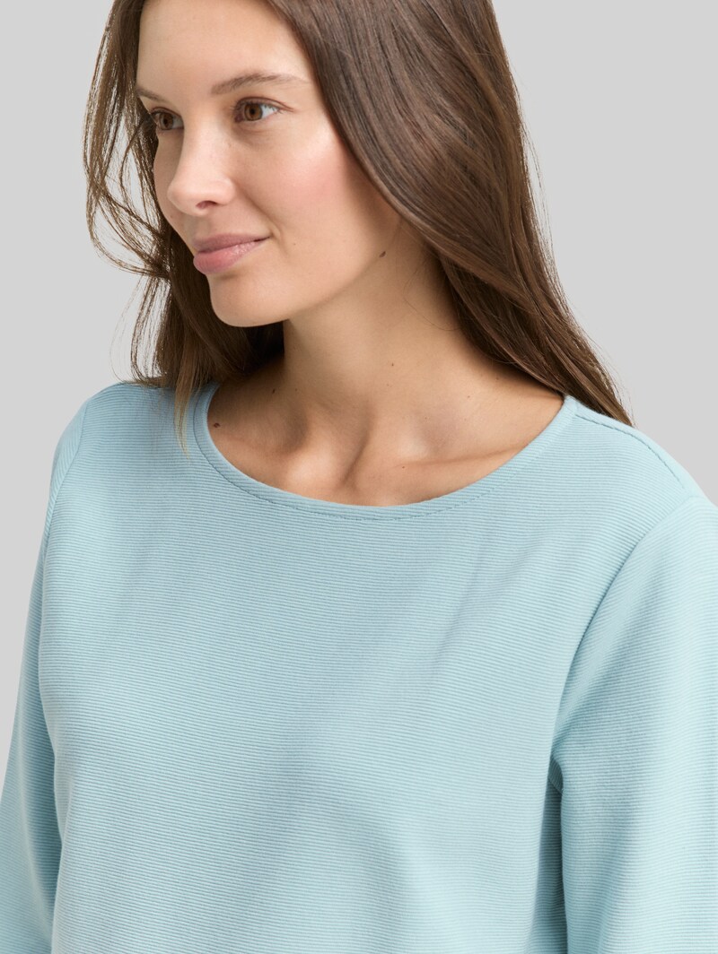 Tom Tailor Langarmshirt mit Ottoman-Struktur - White Moss