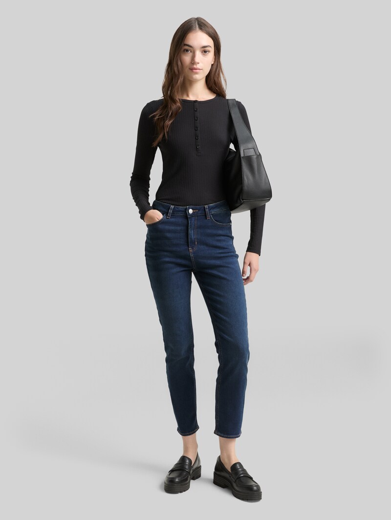 Tom Tailor TTLOTTE SLIM Jeans - Dark Stone Blue Black Denim