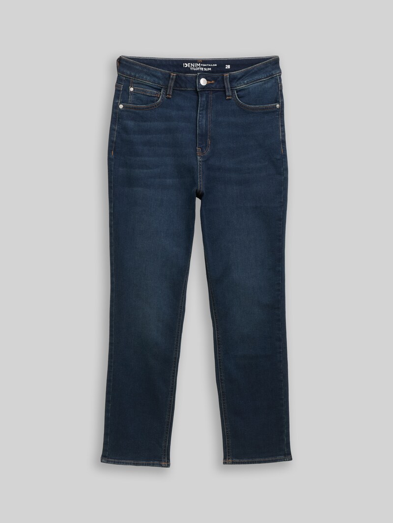 Tom Tailor TTLOTTE SLIM Jeans - Dark Stone Blue Black Denim