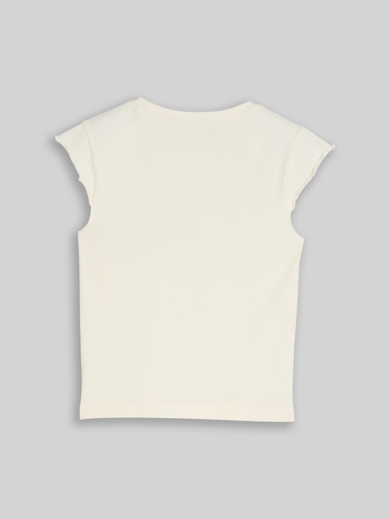 Tom Tailor Cropped T-Shirt mit Wellkanten - Wool White Tom Tailor Cropped T-Shirt mit Wellkanten - Wool White