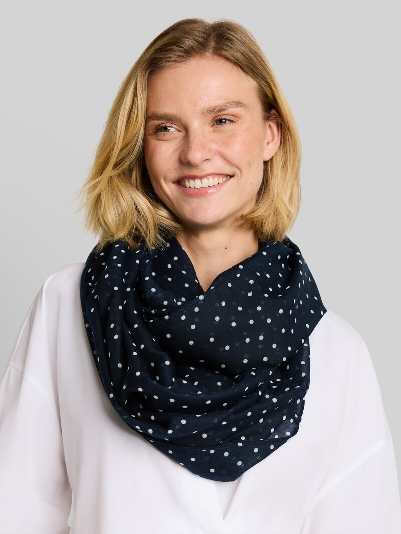Tom Tailor Loop-Schal mit Muster - Navy White Small Dot Design
