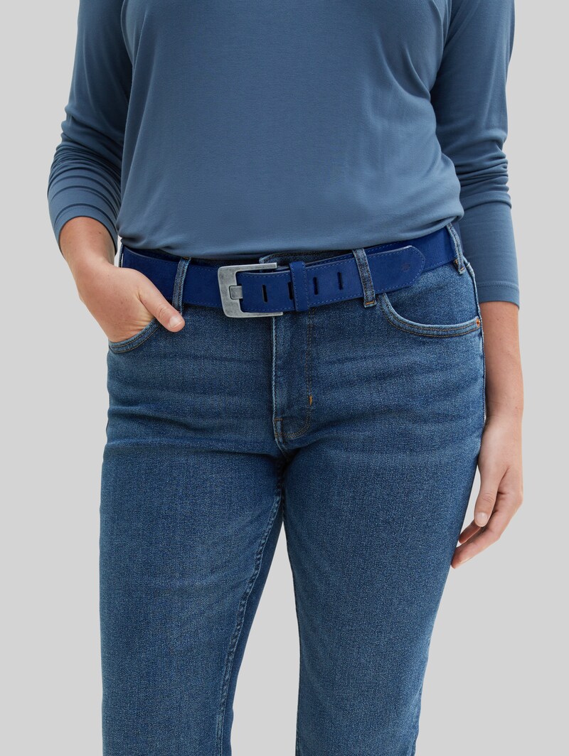 Tom Tailor TTLUCY Plus Size - Velourledergürtel mit eckiger Dornschließe - Navy Uni