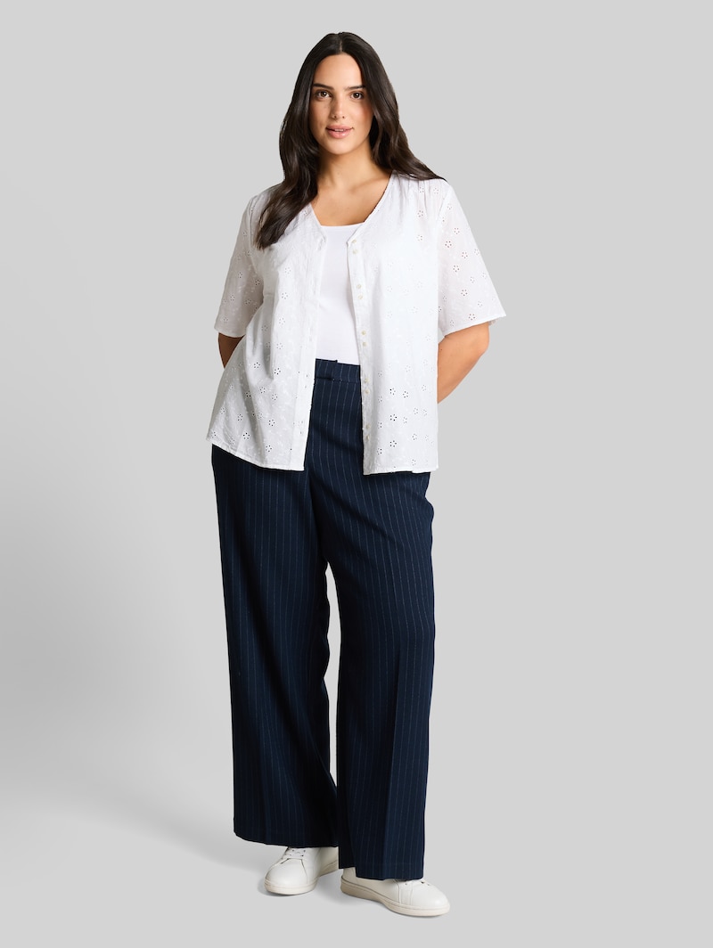 Tom Tailor Plus Size - Bluse mit Lochstickerei - White