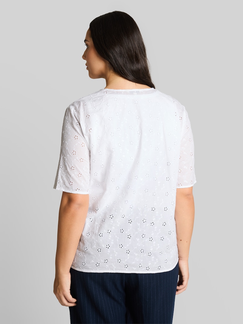 Tom Tailor Plus Size - Bluse mit Lochstickerei - White