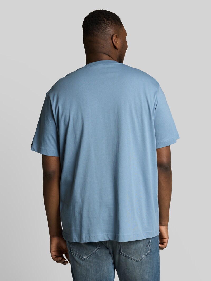 Tom Tailor Plus Size - T-Shirt aus Baumwolle mit Logo-Badge - Mountain Spring Blue