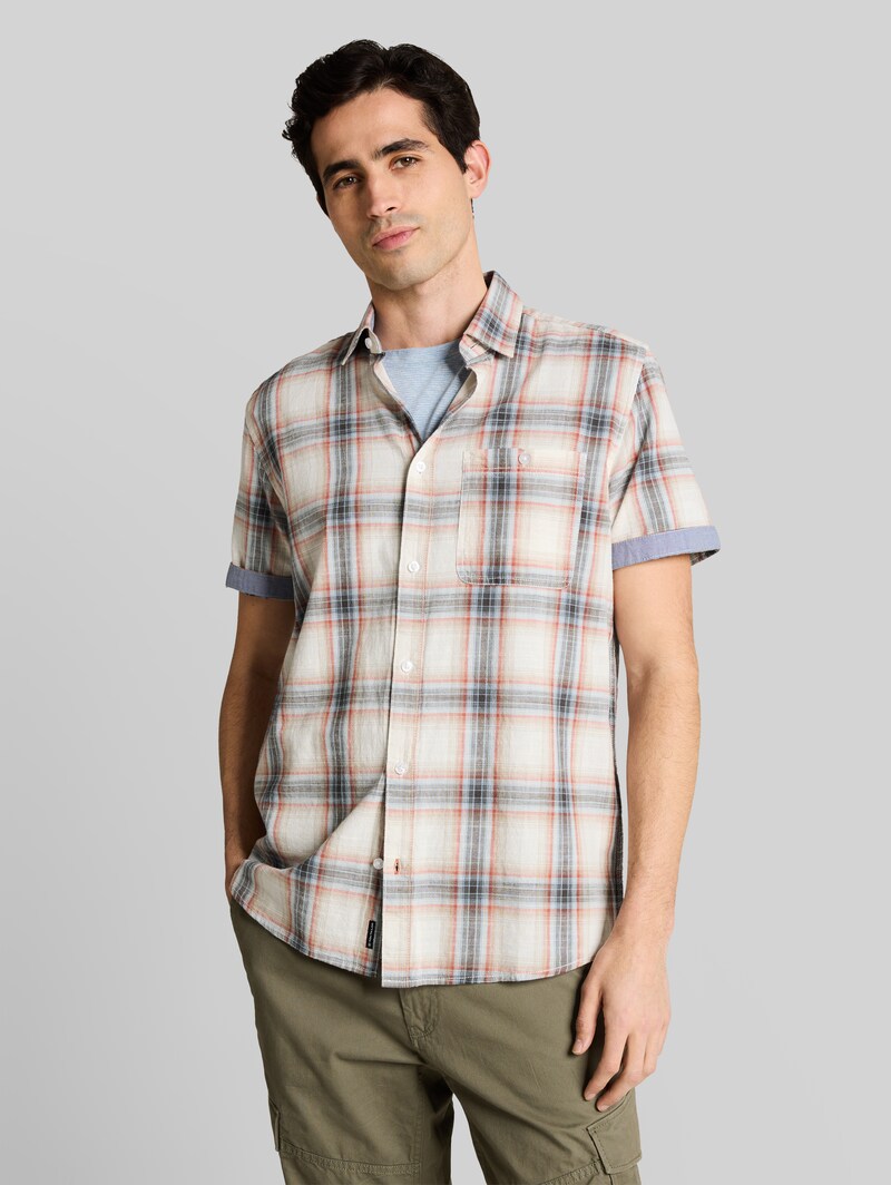 Tom Tailor Regular Fit Kurzarmhemd mit Karomuster - White Multicolor Check Tom Tailor Regular Fit Kurzarmhemd mit Karomuster - White Multicolor Check