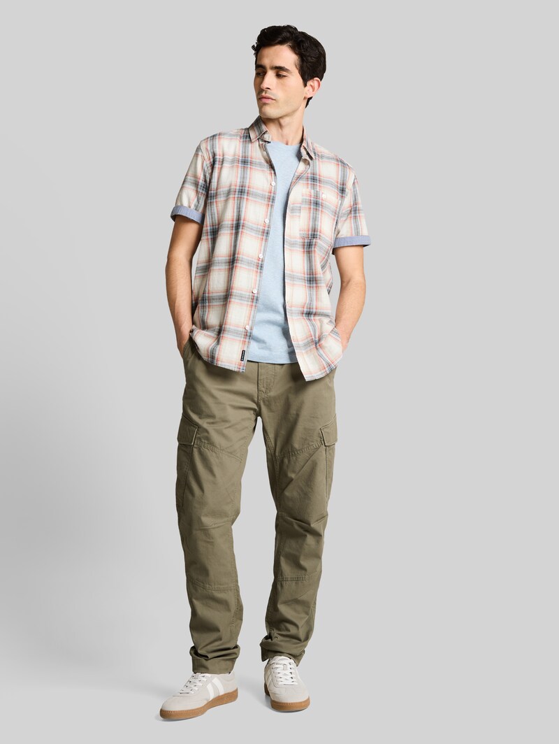 Tom Tailor Regular Fit Kurzarmhemd mit Karomuster - White Multicolor Check