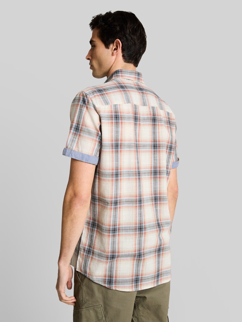 Tom Tailor Regular Fit Kurzarmhemd mit Karomuster - White Multicolor Check
