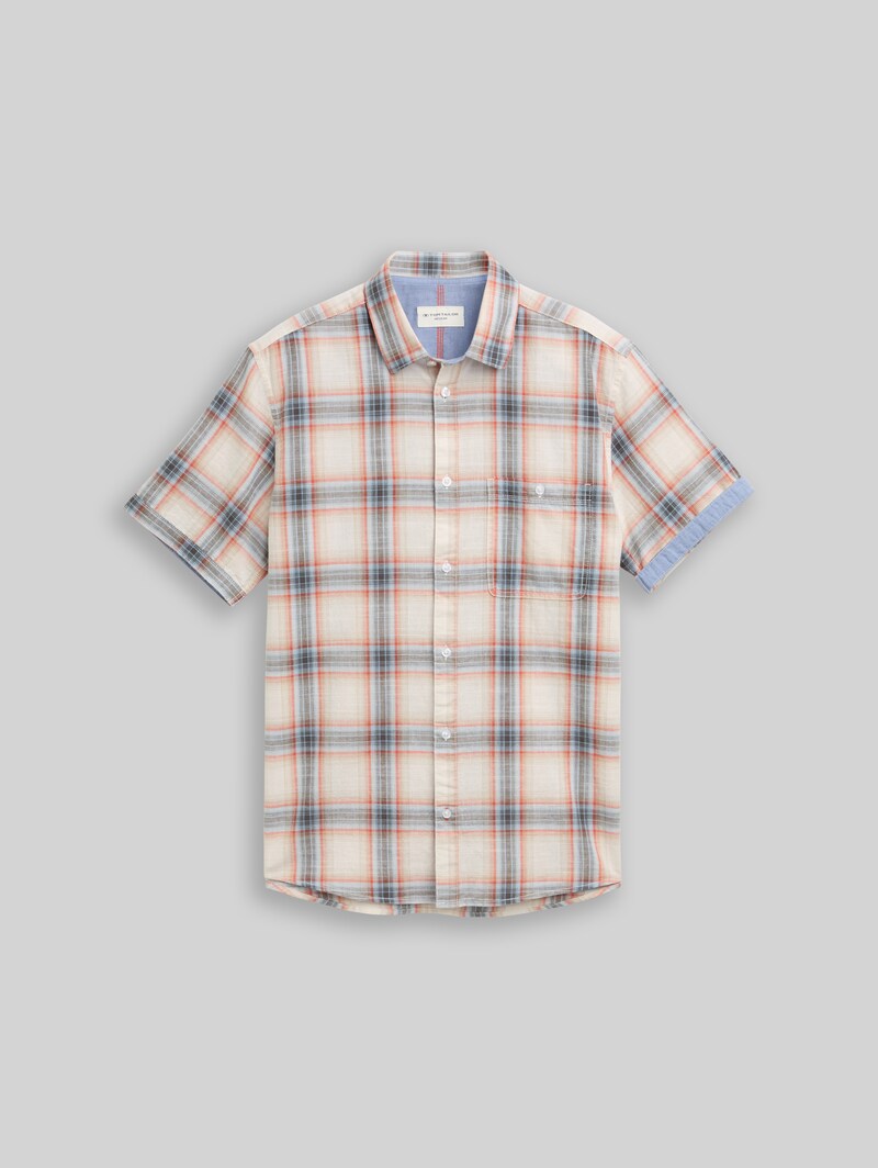 Tom Tailor Regular Fit Kurzarmhemd mit Karomuster - White Multicolor Check