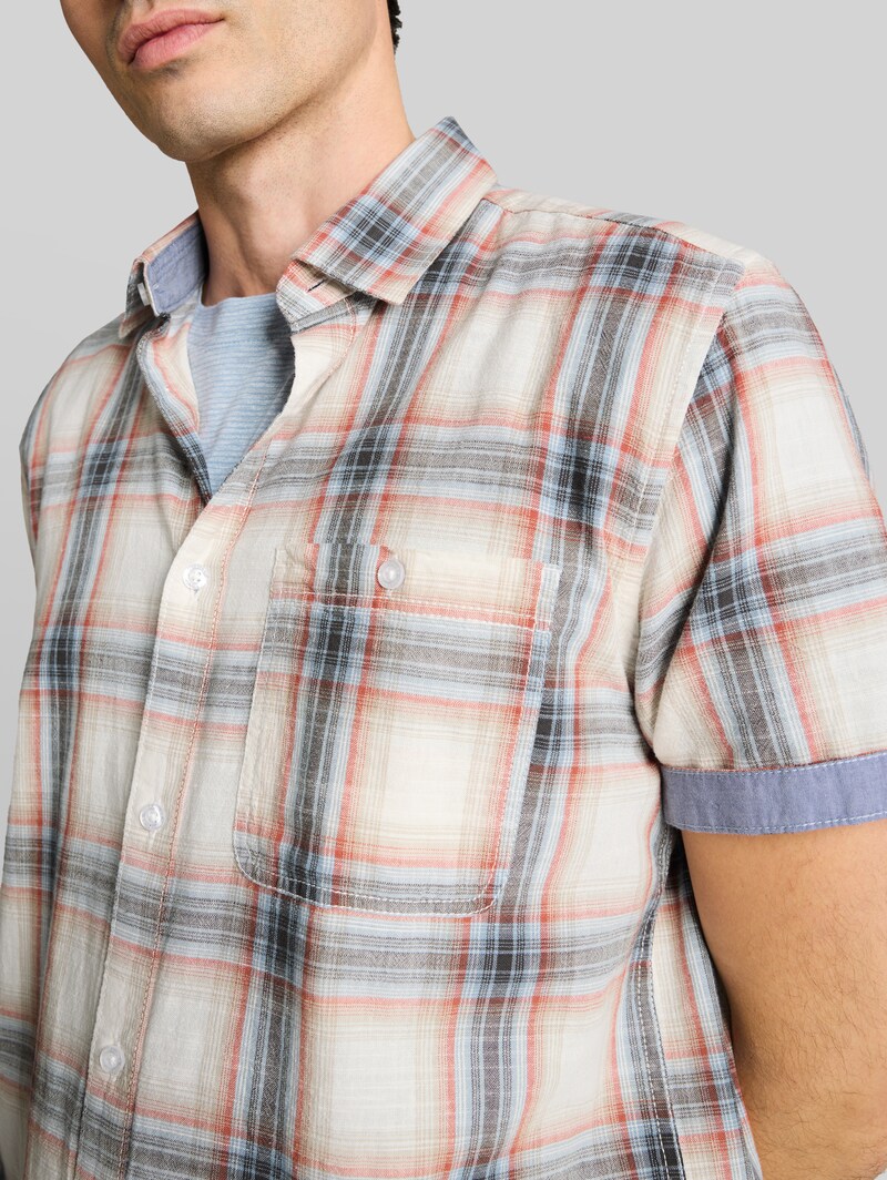 Tom Tailor Regular Fit Kurzarmhemd mit Karomuster - White Multicolor Check