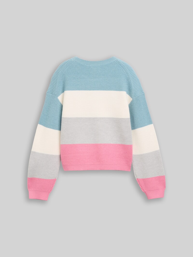 Tom Tailor Cropped Strickpullover mit Colour Blocking - Pink Colorblock Tom Tailor Cropped Strickpullover mit Colour Blocking - Pink Colorblock