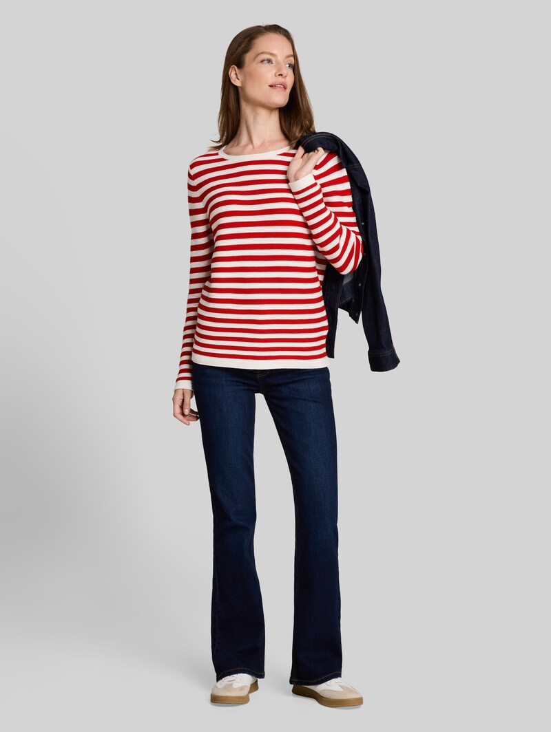 Tom Tailor Strickpullover aus Baumwolle - Soft Red Stripe