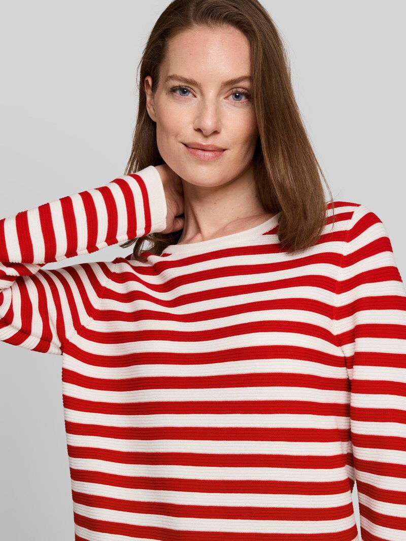 Tom Tailor Strickpullover aus Baumwolle - Soft Red Stripe