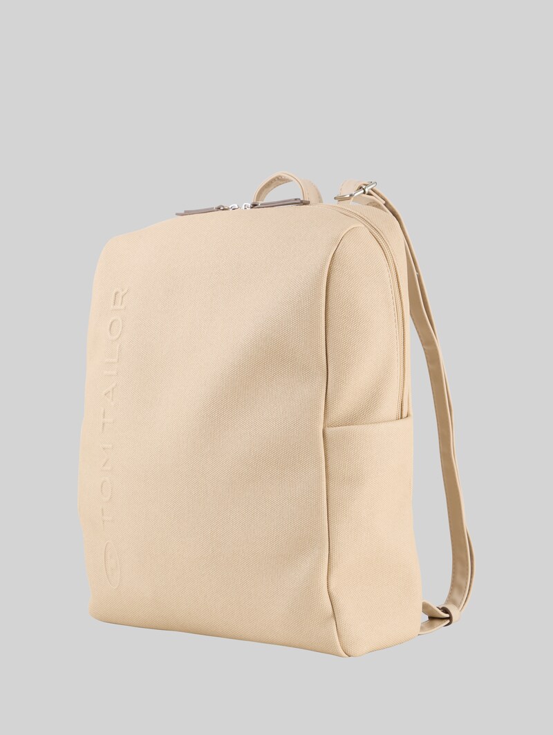 Tom Tailor TTROSA M Rucksack in Canvas-Optik mit Logoprägung - Beige / Beige