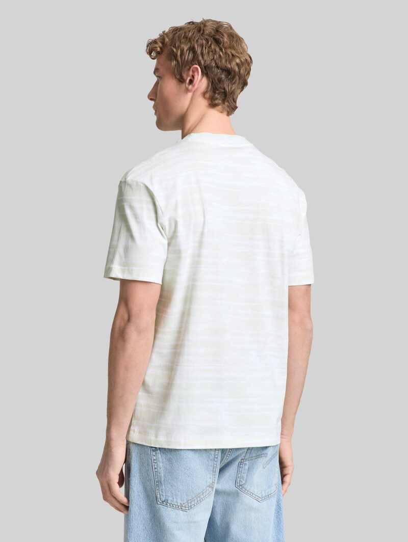 Tom Tailor Relaxed Fit T-Shirt mit Muster - Light Mint White Watery Stripe