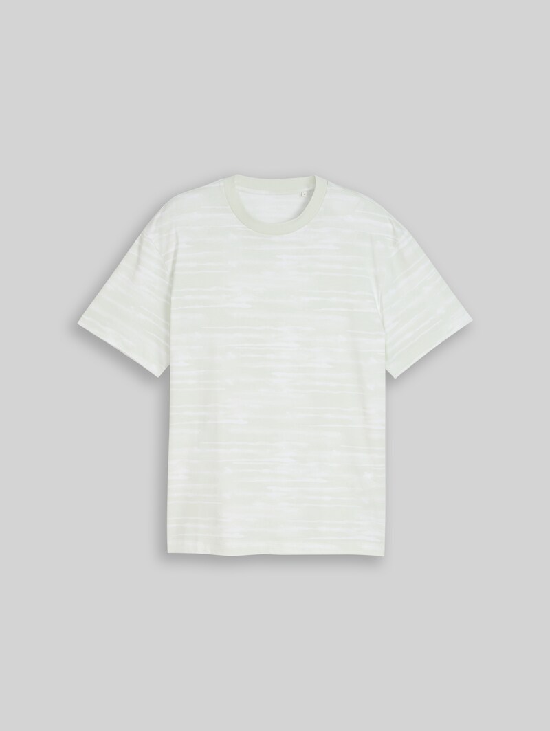 Tom Tailor Relaxed Fit T-Shirt mit Muster - Light Mint White Watery Stripe