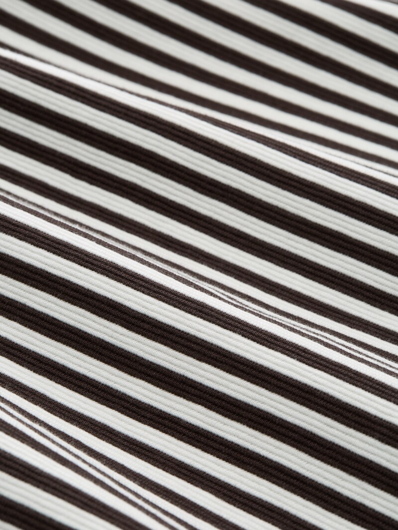 Tom Tailor Loose Fit Langarmshirt mit Streifenmuster - Brown White Stripe
