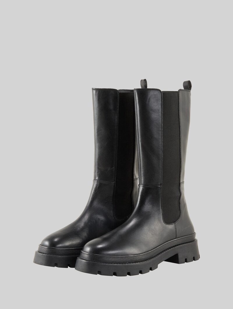 Tom Tailor Gefütterte Stiefel aus Leder - Black