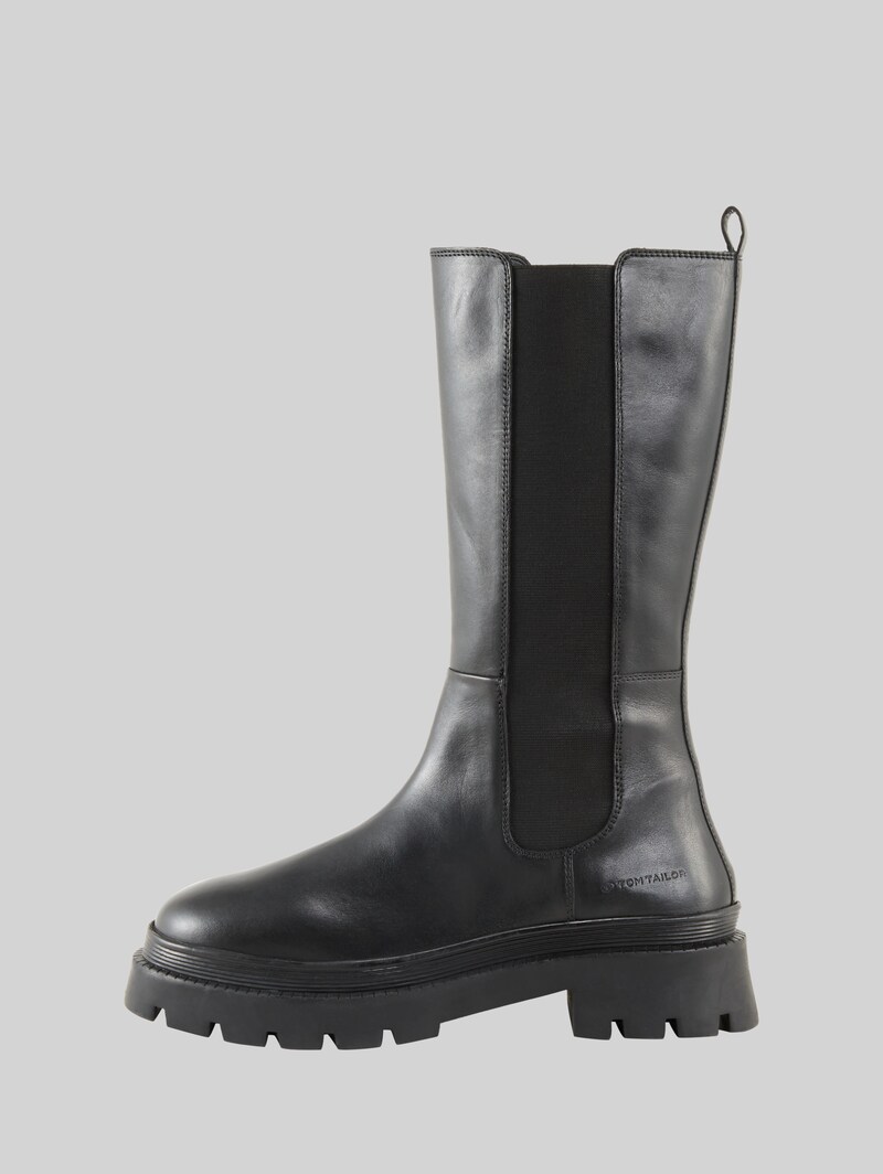 Tom Tailor Gefütterte Stiefel aus Leder - Black