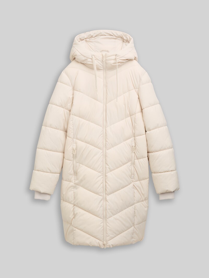 Tom Tailor Puffer-Mantel mit Kapuze - Cold Beige