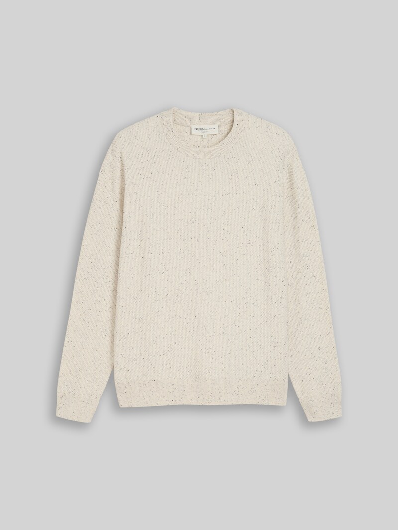 Tom Tailor Strickpullover aus Baumwolle - Off White Neps