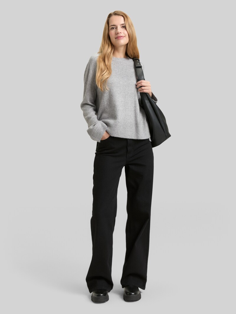 Tom Tailor Loose Fit Strickpullover - Medium Silver Grey Melange