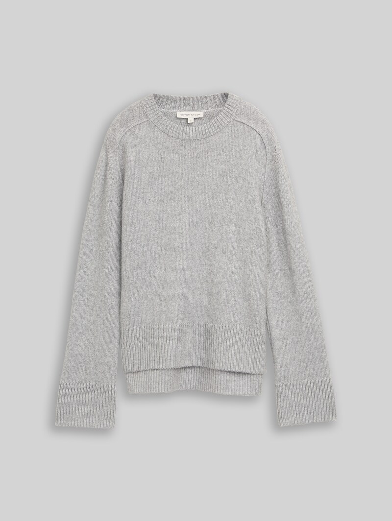 Tom Tailor Loose Fit Strickpullover - Medium Silver Grey Melange