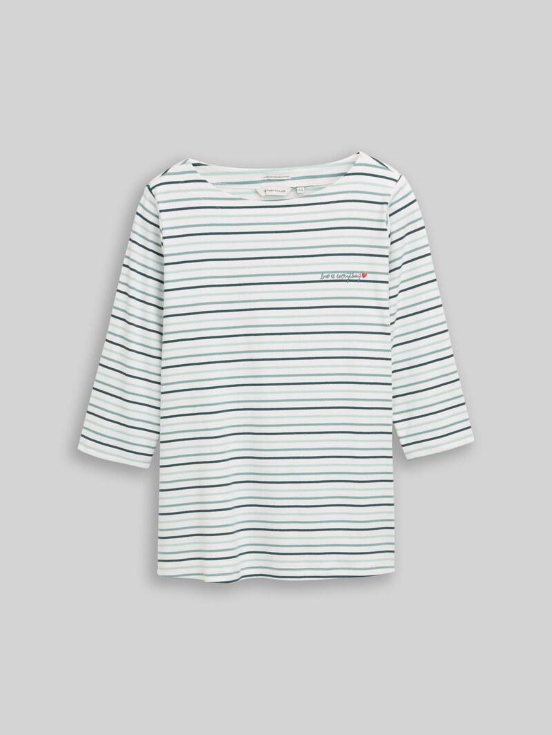 Tom Tailor Plus Size - Langarmshirt mit Streifenmuster - Blue Haze Multicolor Stripe