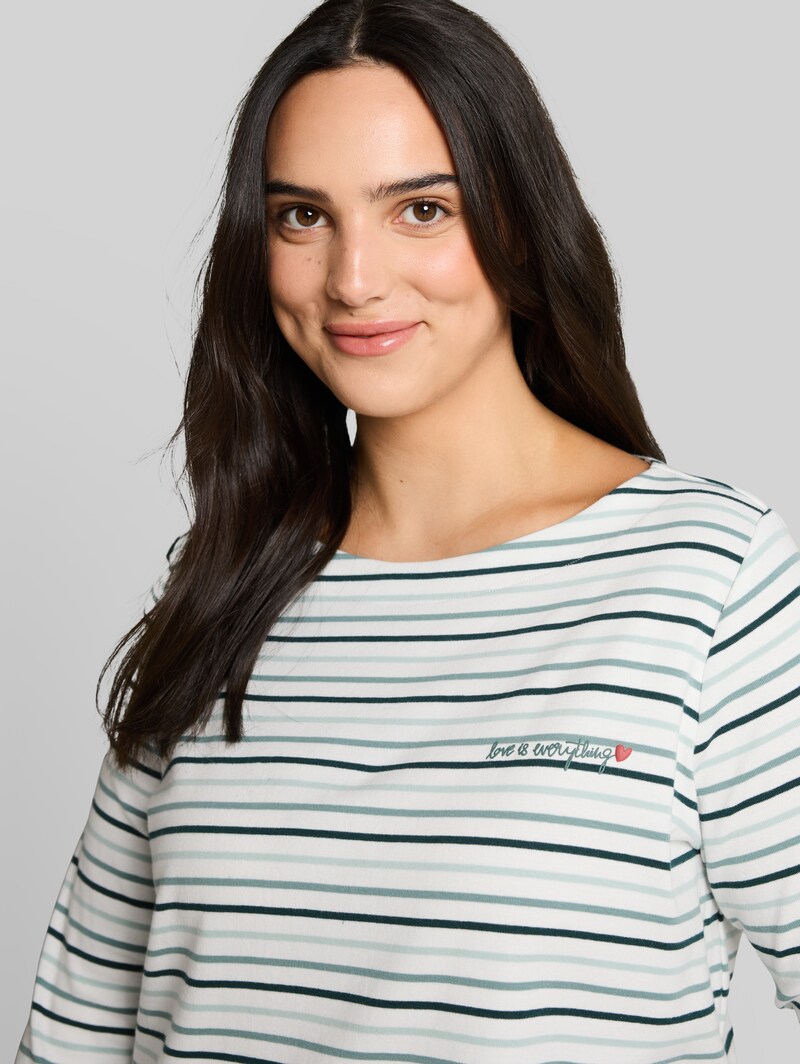 Tom Tailor Plus Size - Langarmshirt mit Streifenmuster - Blue Haze Multicolor Stripe