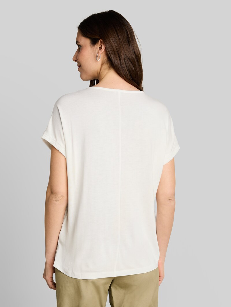 Tom Tailor Loose Fit T-Shirt im Material-Mix - Whisper White