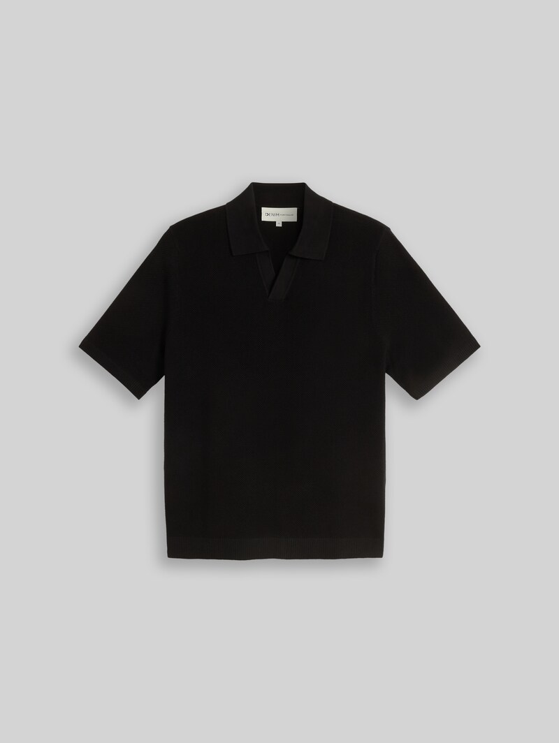 Tom Tailor Piqué Strick-Poloshirt aus Baumwolle - Black