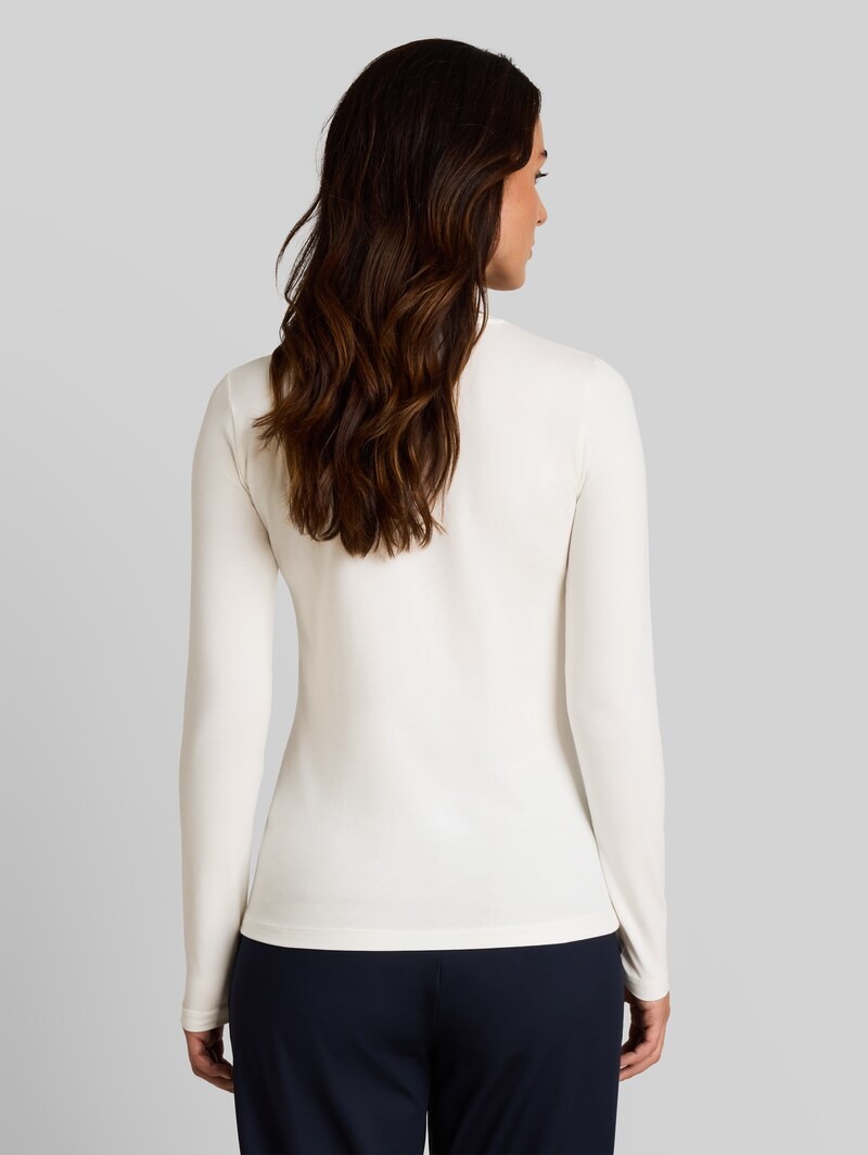 Tom Tailor Slim Fit Langarmshirt mit Logo-Print - Whisper White