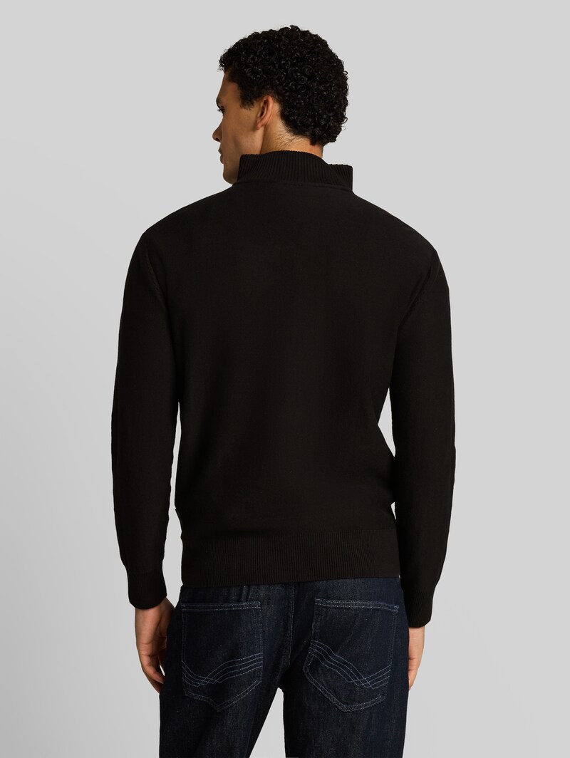 Tom Tailor Troyer Strickpullover aus Baumwolle - Black